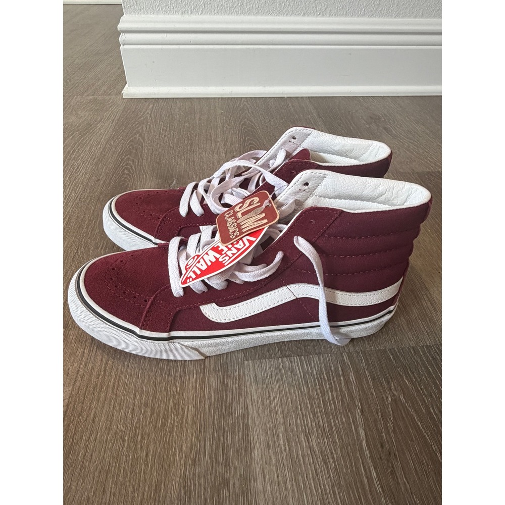 Vans Sk8-Hi Slim Classics Burgundy Maroon High Top Sneakers Womens 8 Mens 6.5